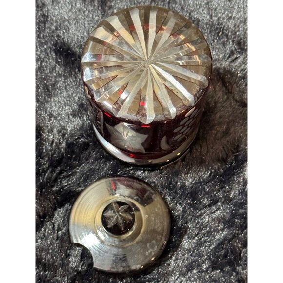 Crystal Legend By Godinger Ruby Red Cut Glass Jam Jar With Lid Made In Romania - Picture 8 of 9